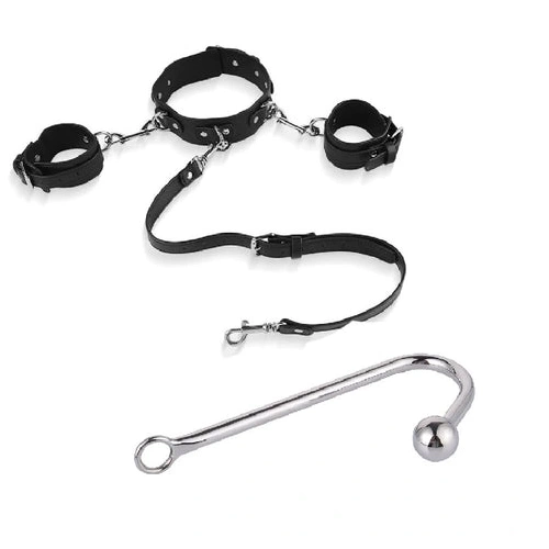 Anal Hooks Cuffs and with Elegant 5334 Anal Hook Beaded Collar 0901